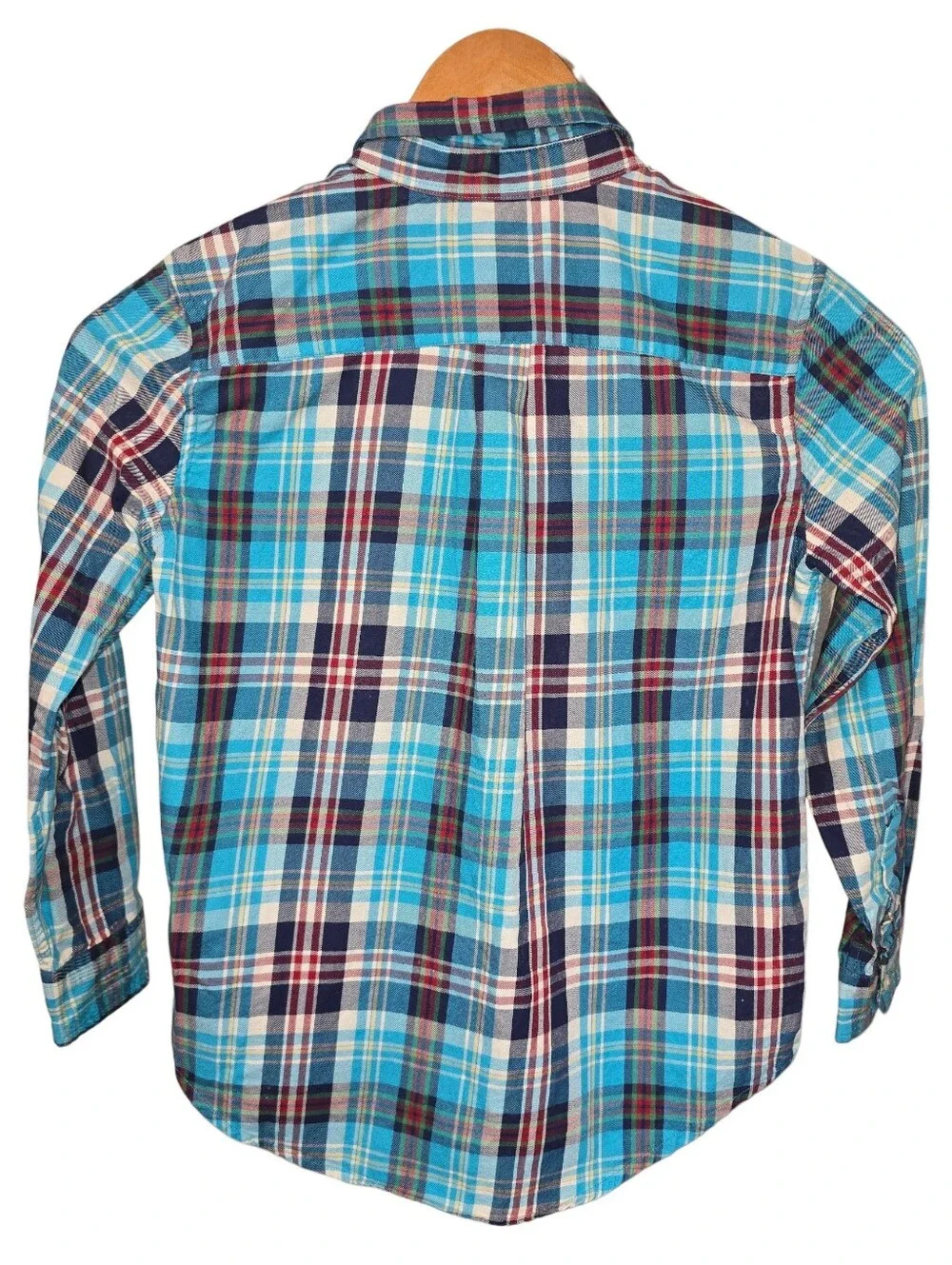 Ralph Lauren Boys Plaid Button-Down Long Sleeve Collar Shirt 100% Cotton Size 7